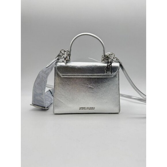 STEVE MADDEN Blattuca logo metallic top handle crossbody bag -Silver (Used) - Picture 8 of 14
